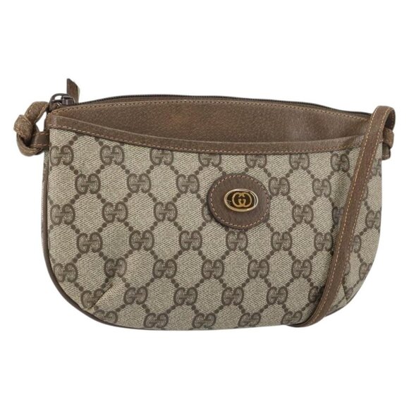Authentic GUCCI GG Supreme Shoulder Bag PVC Beige Gold 904 02 020